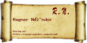 Regner Nándor névjegykártya